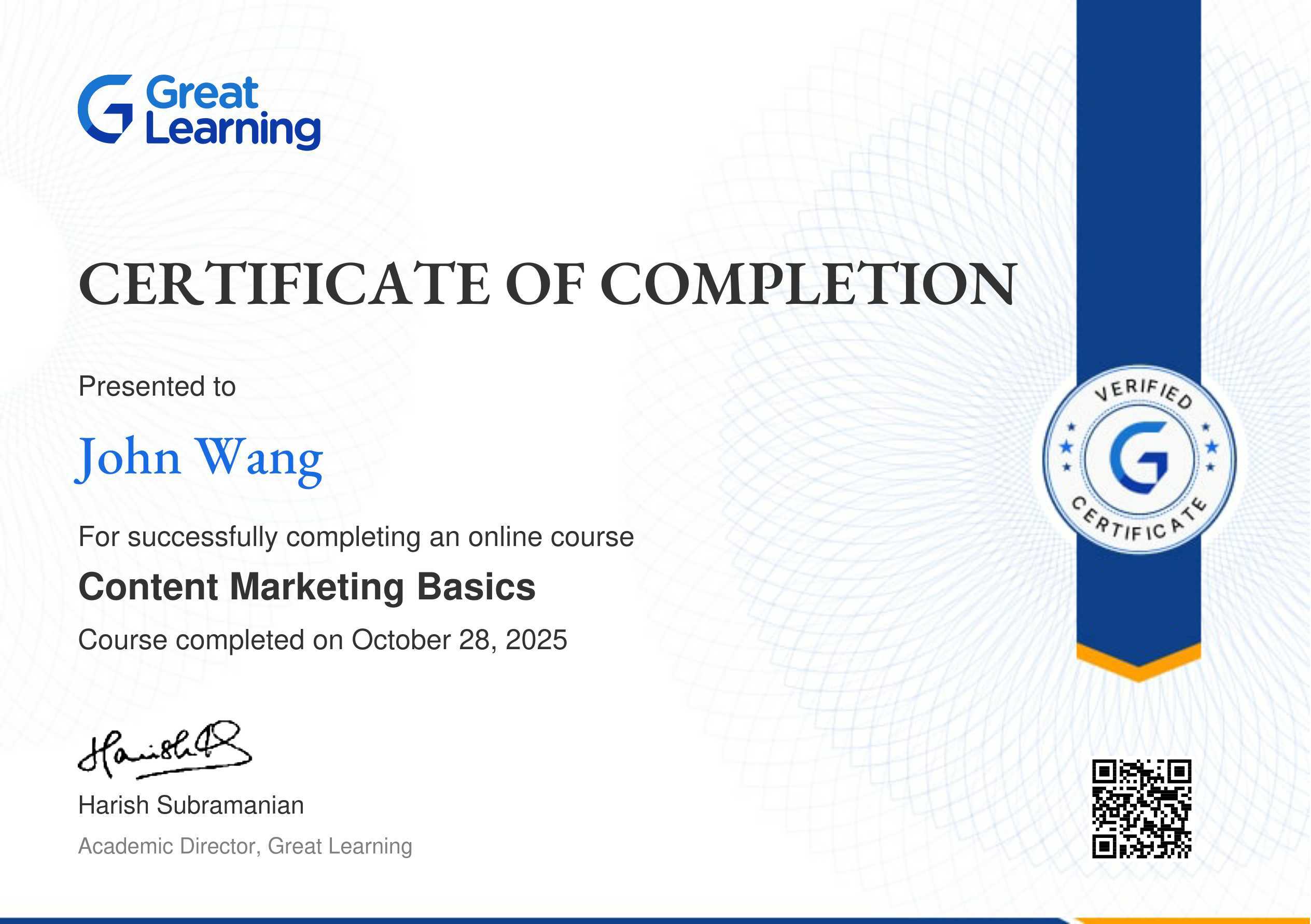 John's Content Marketing Basics from Great Learning Academy by Prajwal Rao