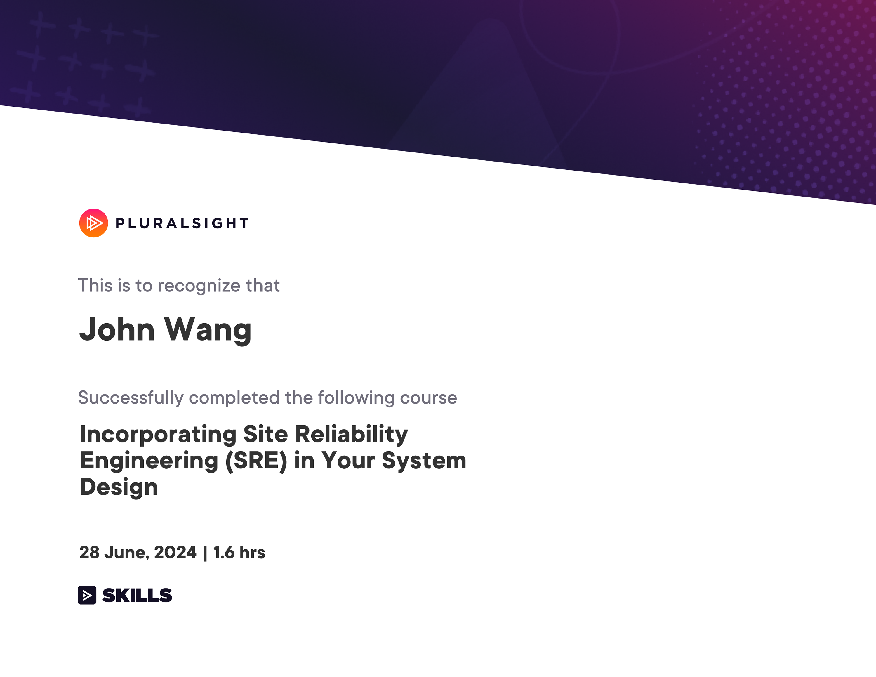 John's Incorporating Site Reliability Engineering (SRE) in Your System Design from Pluralsight by Elton Stoneman