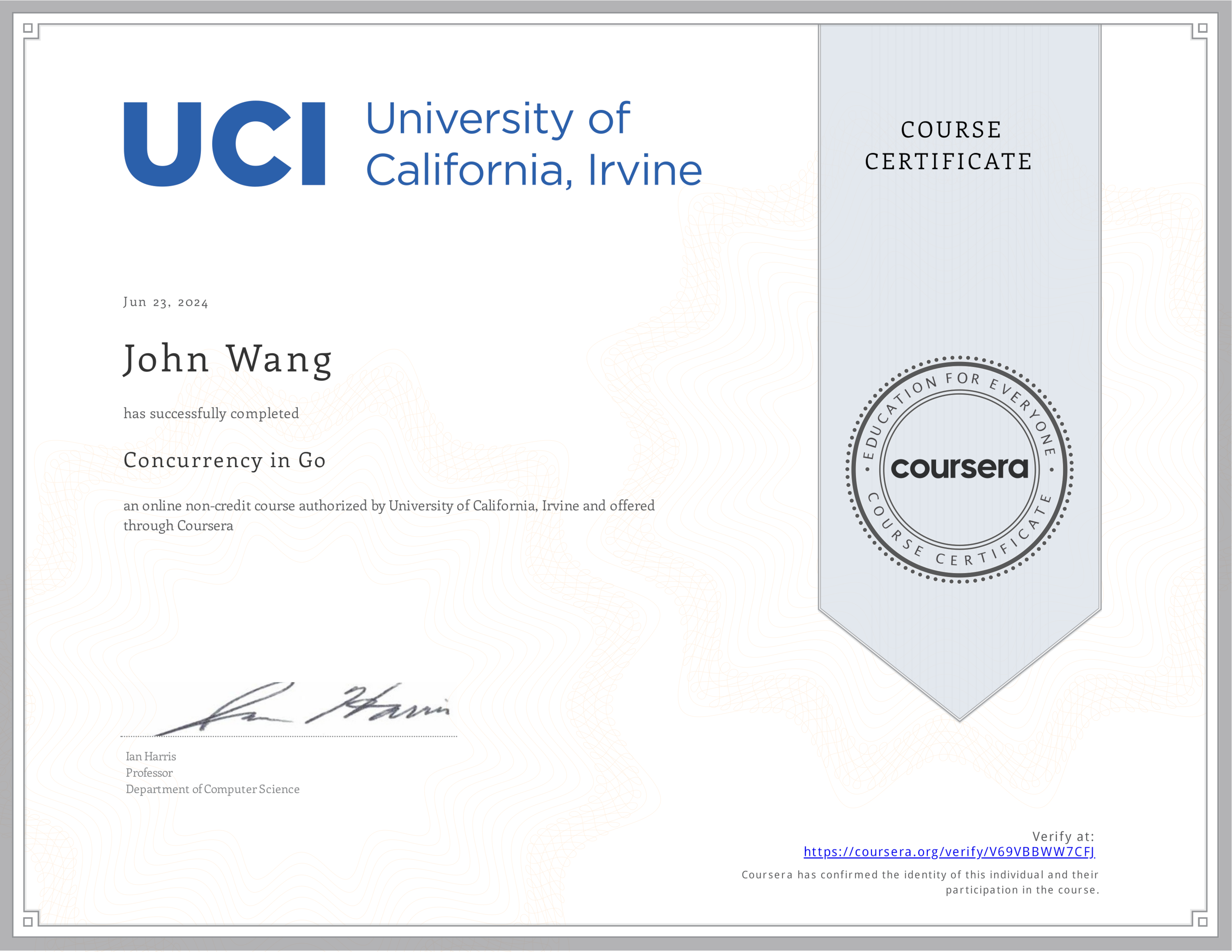 John's Concurrency in Go from University of California, Irvine by Ian Harris