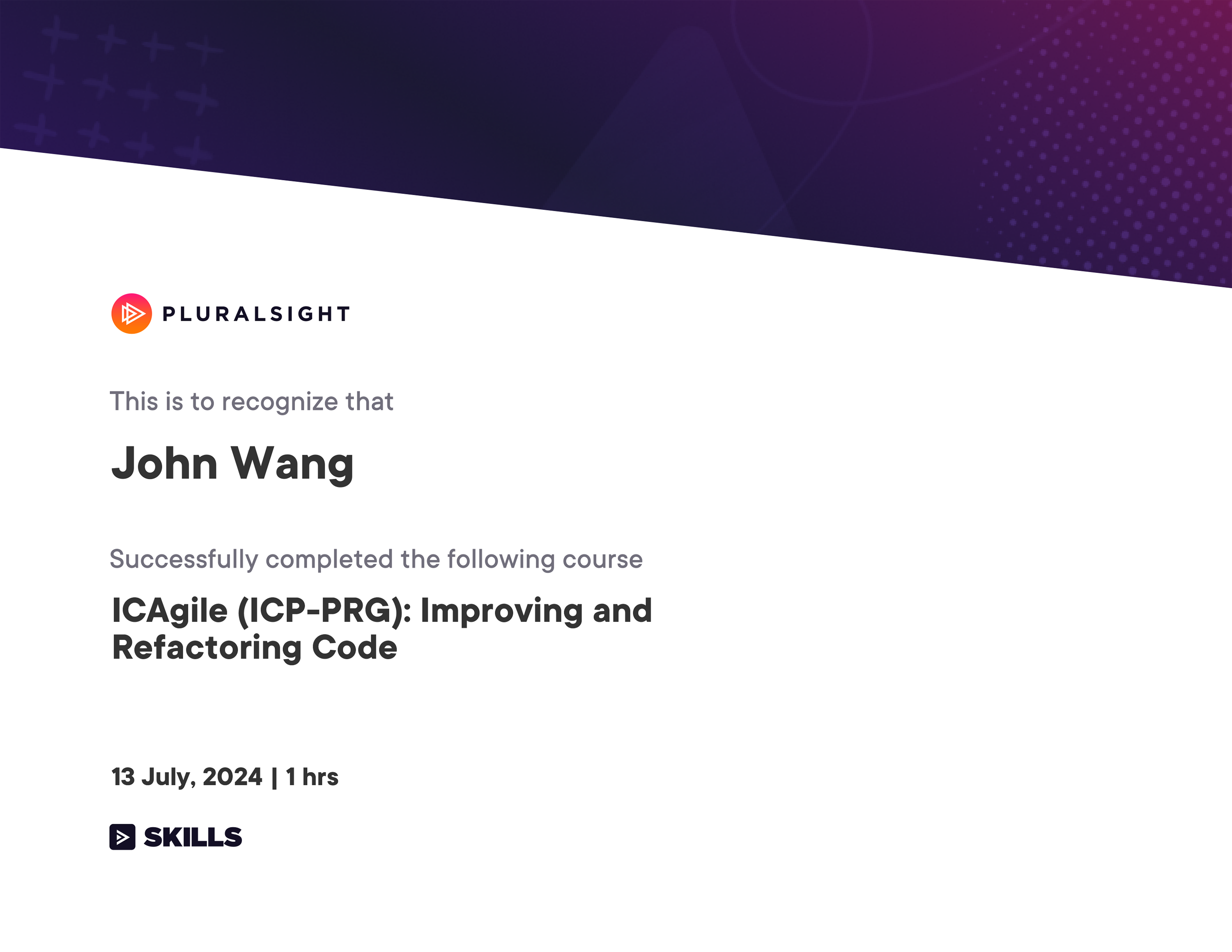 John's ICAgile (ICP-PRG): Improving and Refactoring Code from Pluralsight by Jeremy Jarrell