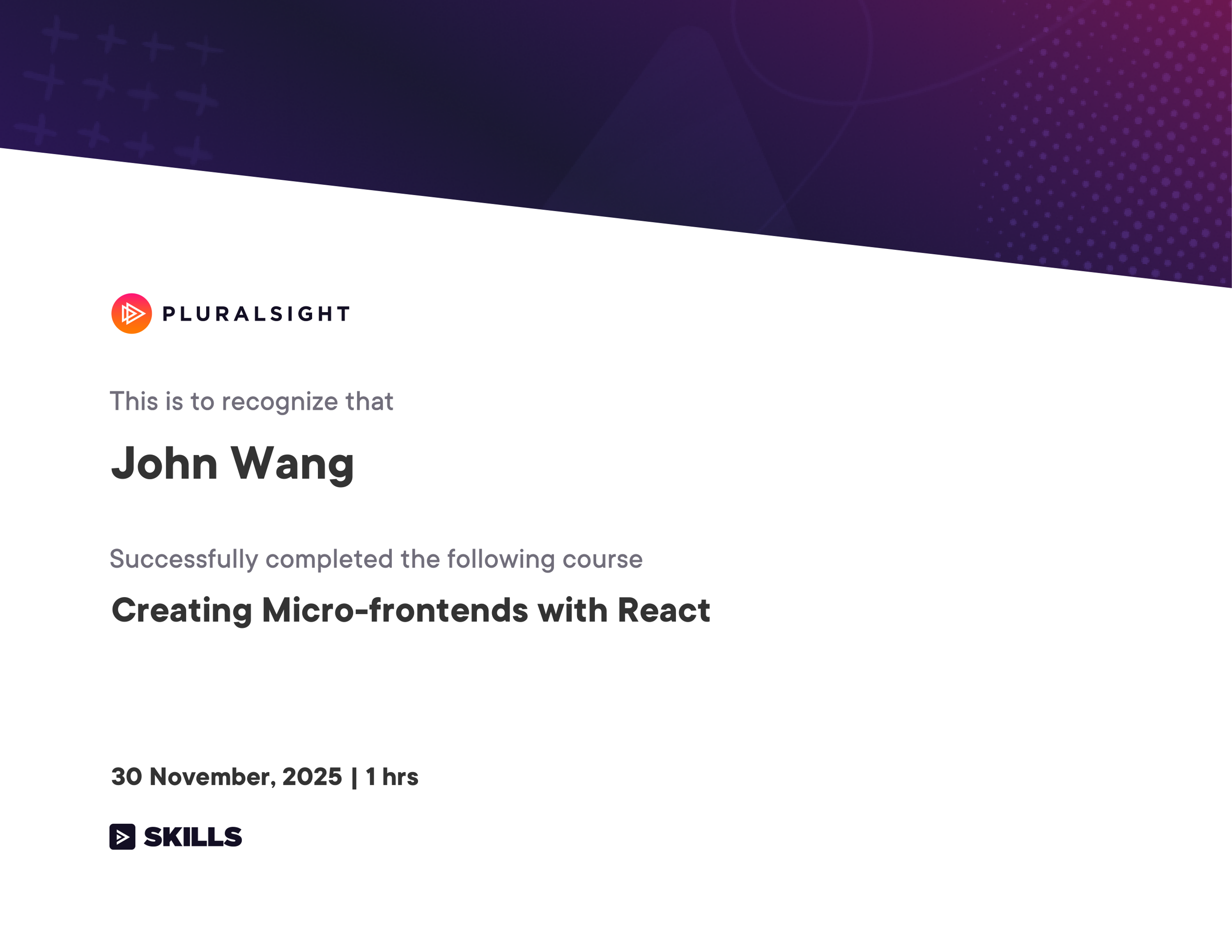 John's Creating Micro-frontends with React from Pluralsight by Hendrik Swanepoel
