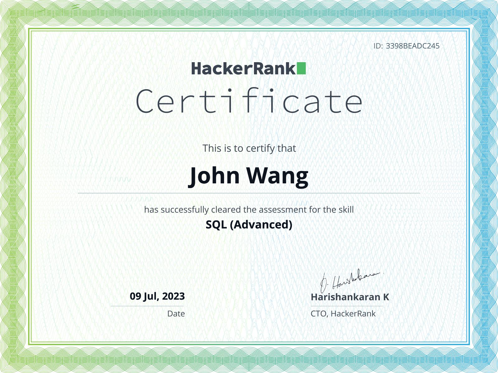 John's SQL (Advanced) from HackerRank
