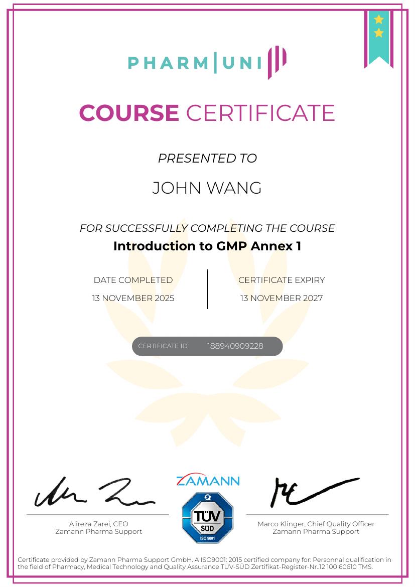 John's Introduction to GMP Annex 1 from Pharmuni