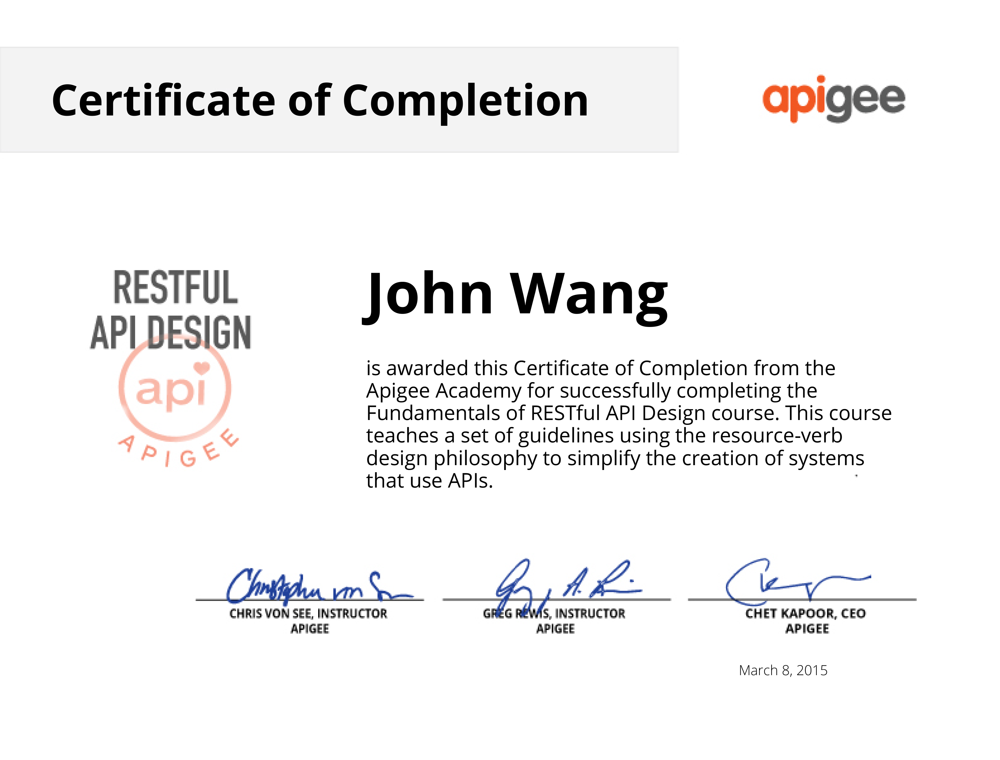John's Fundamentals of RESTful API Design from Apigee