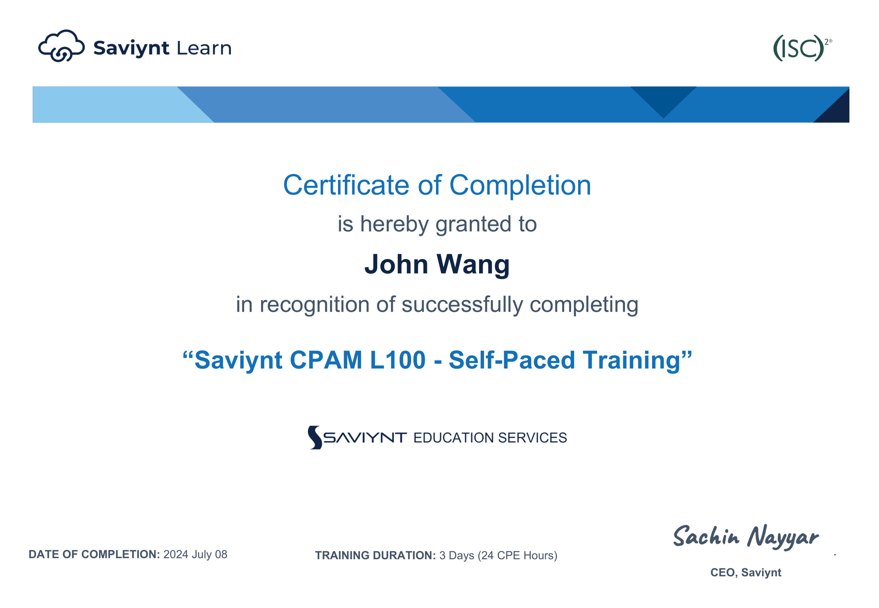 John's Saviynt CPAM L100 - Self-Paced Training from Saviynt