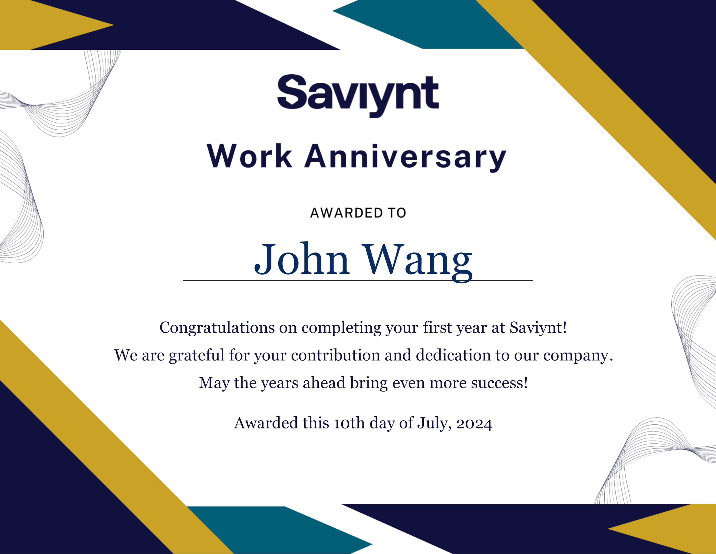 John's Saviynt Work Anniversary - 1 Year from Saviynt