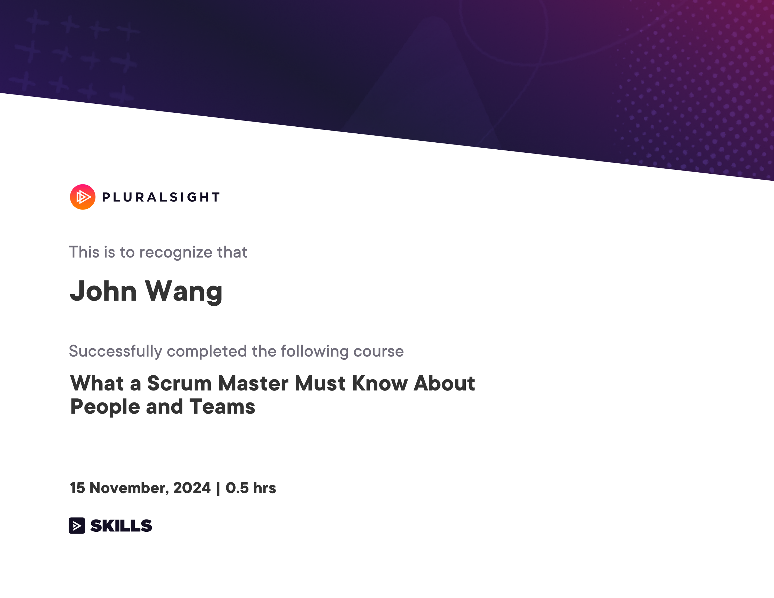 John's What a Scrum Master Must Know About People and Teams from Pluralsight by Derek Davidson