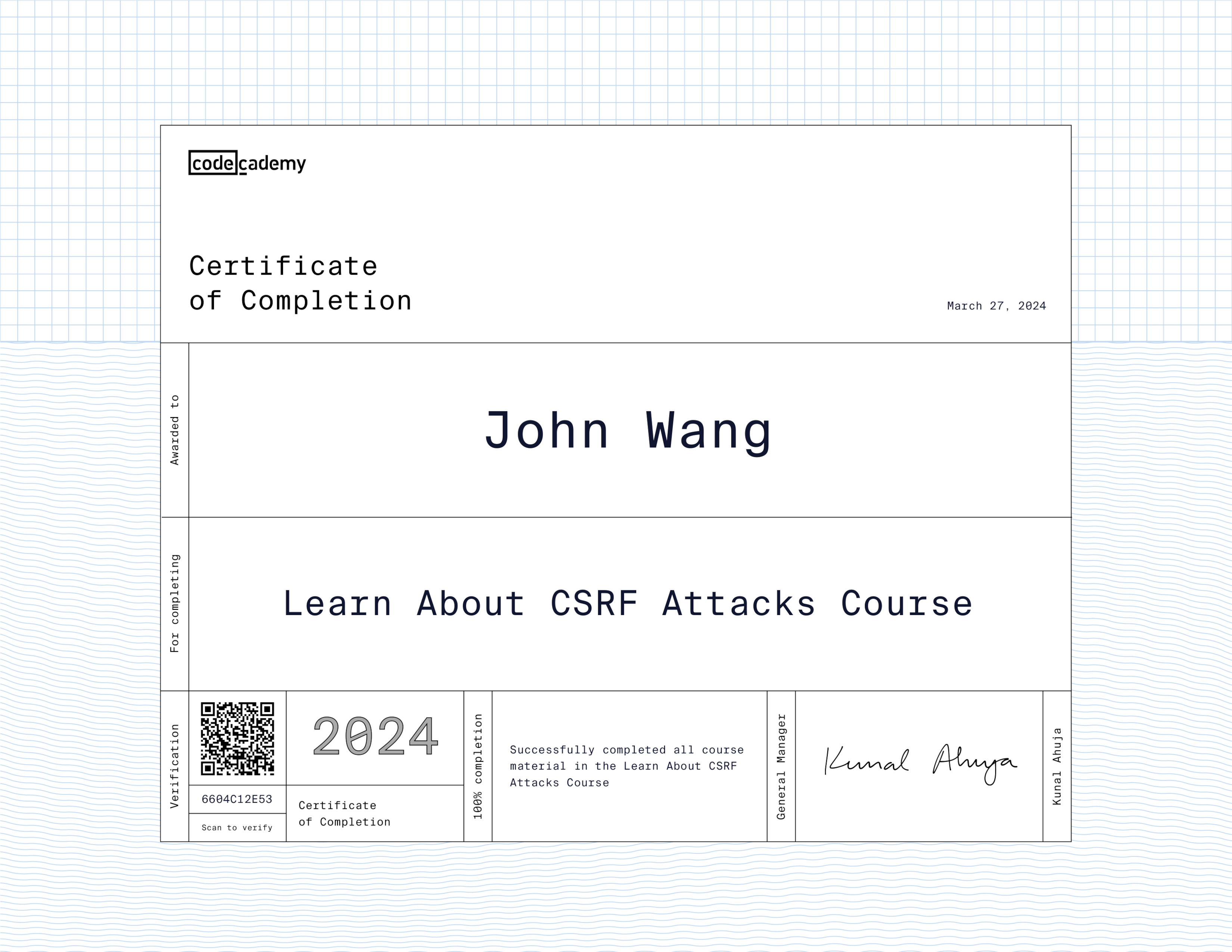 John's Learn about CSRF Attacks from Codecademy