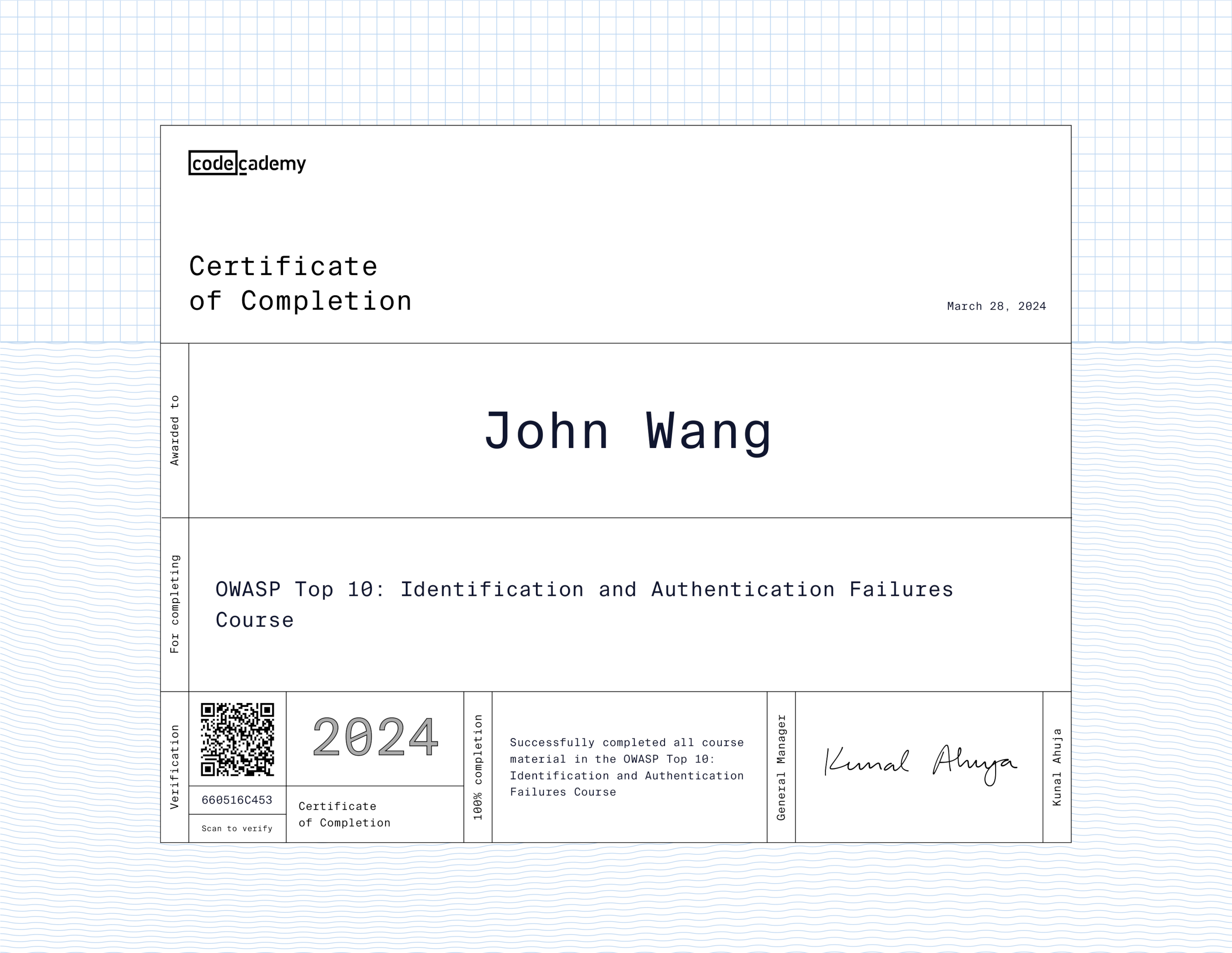 John's OWASP Top 10: Identification and Authentication Failures from Codecademy