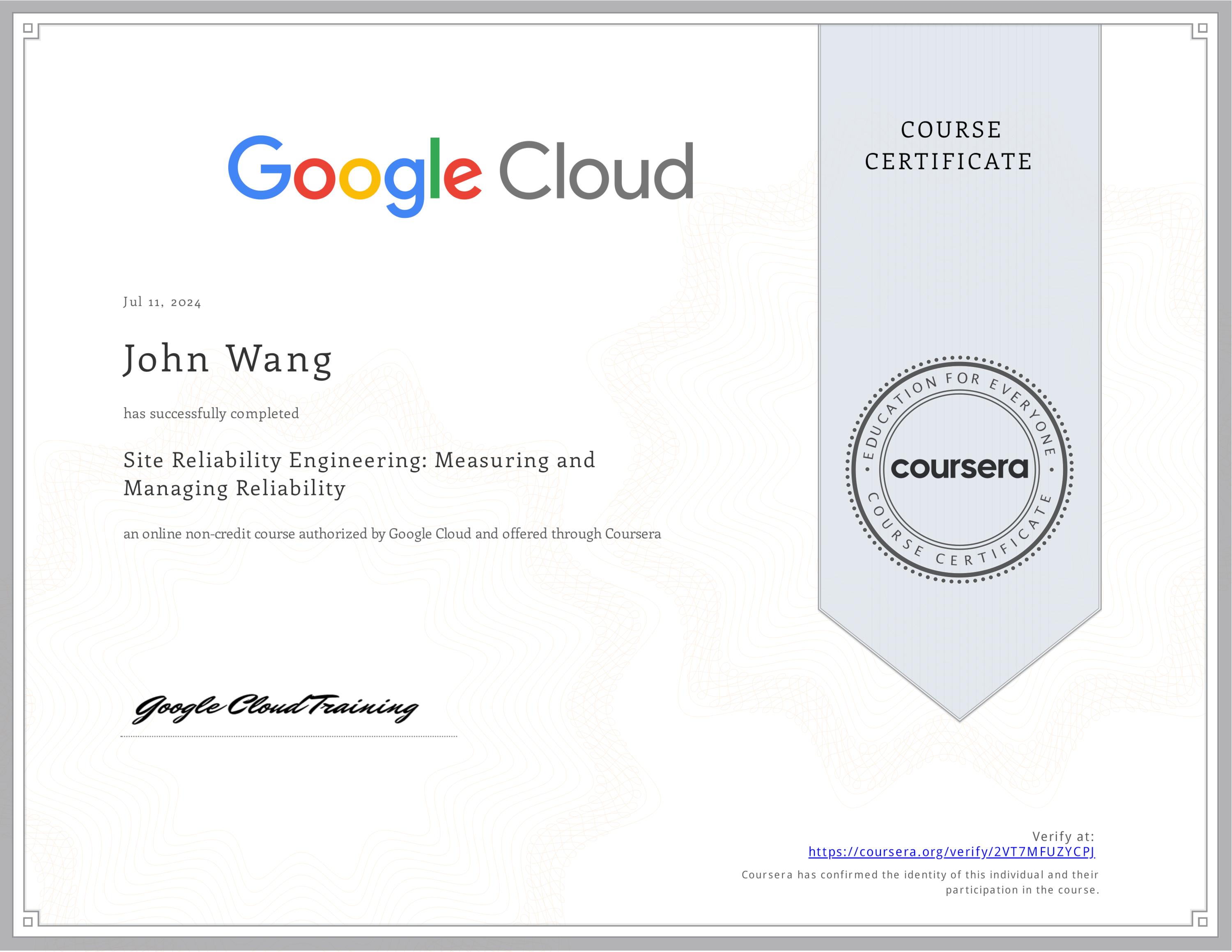 John's Site Reliability Engineering: Measuring and Managing Reliability from Google Cloud